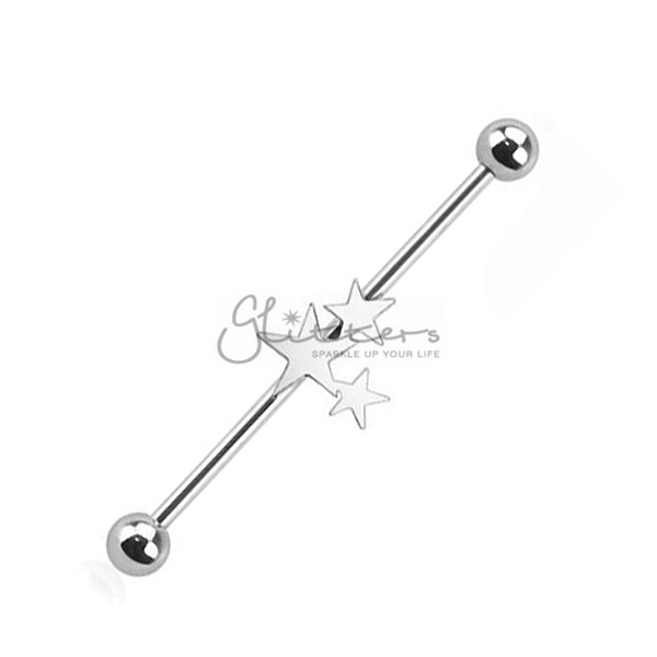 14GA 316L Surgical Steel Three Stars Industrial Barbells