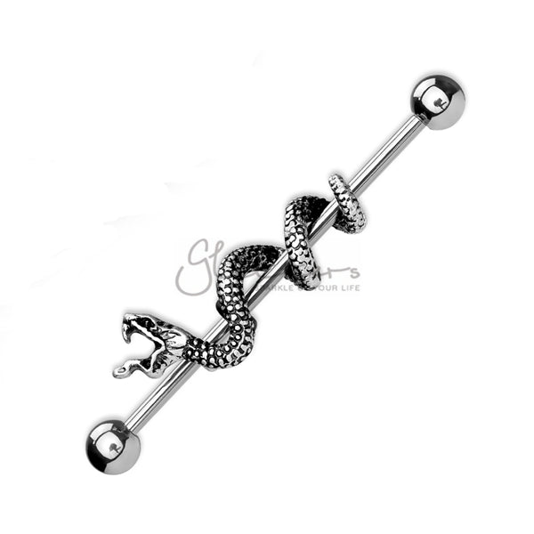 14GA 316L Surgical Steel 3D Snake Industrial Barbells