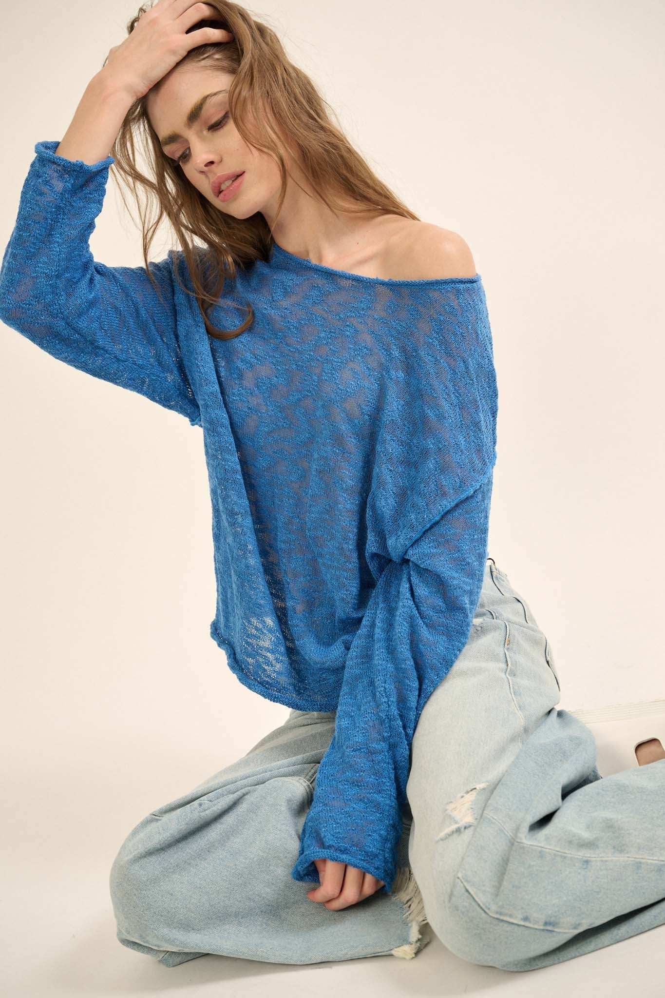 All the Feels Burnout Knit Roll-Neck Sweater