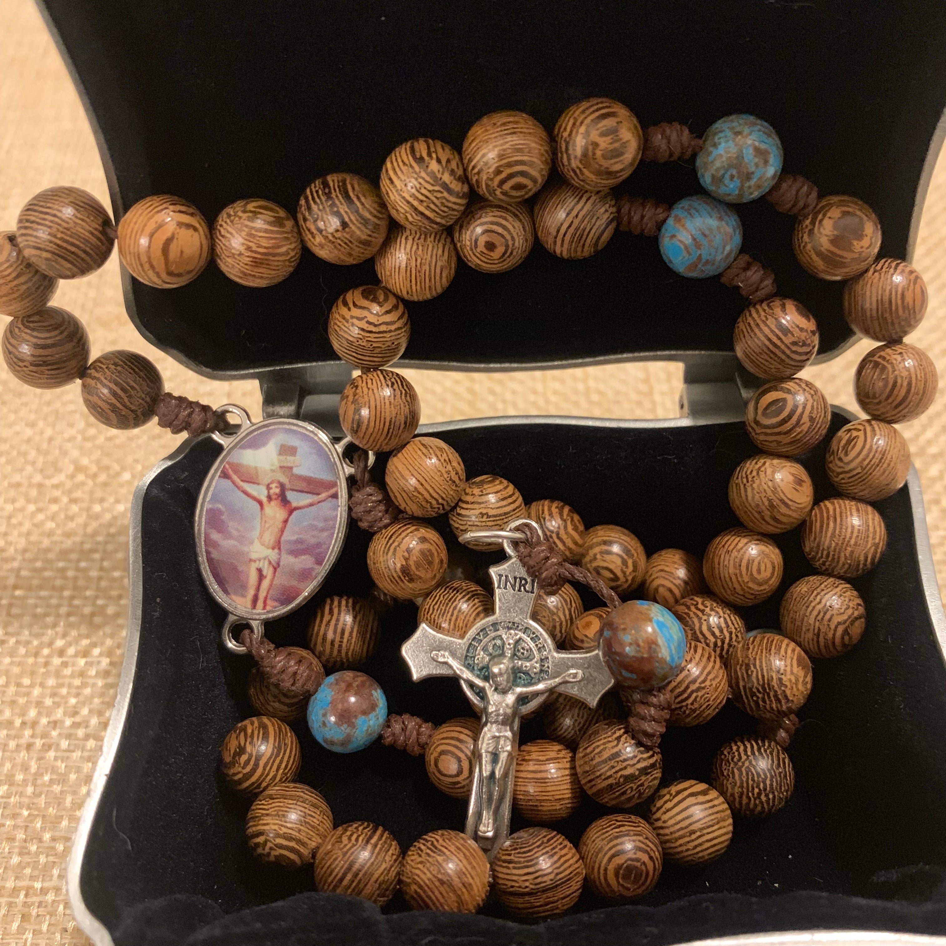 Jesus Crucified Wood Rosary