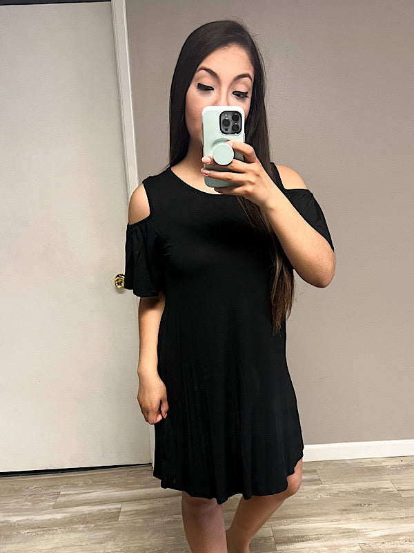 *New* Black cold shoulder dress