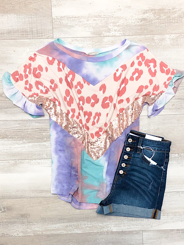*New* Lavender and Mint Tie dye leopard