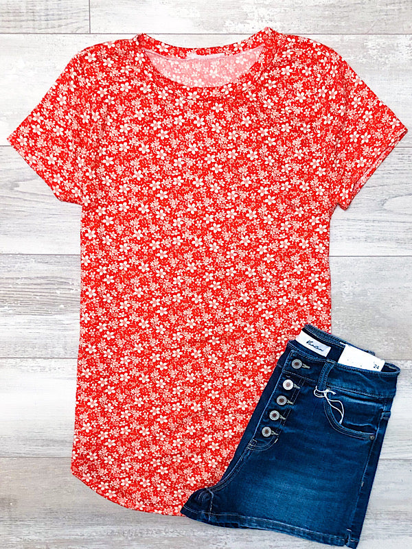*New* Coral Floral Short sleeve top