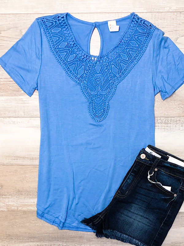*New* Crochet Blue Short sleeve top