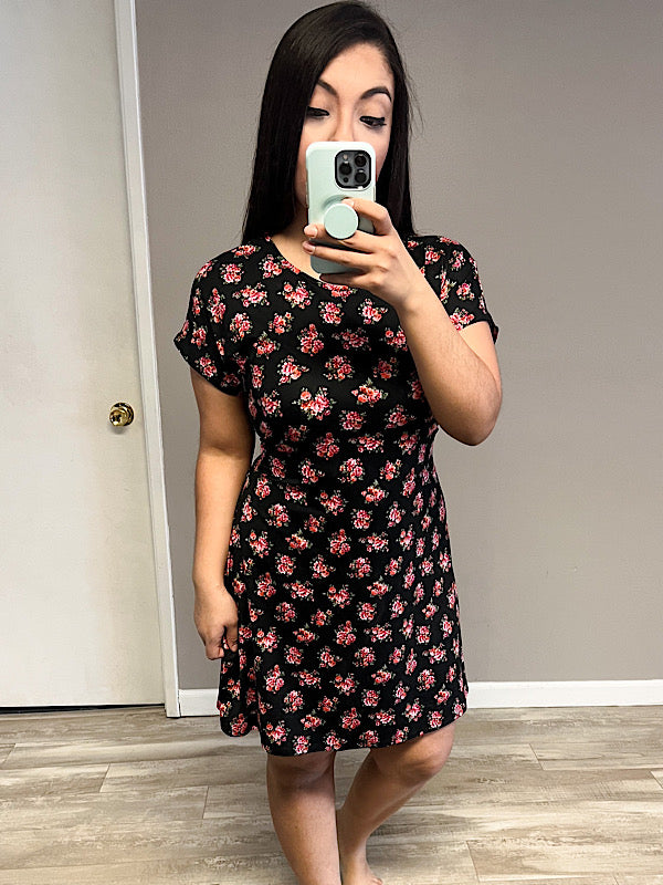 *New* Black floral dress