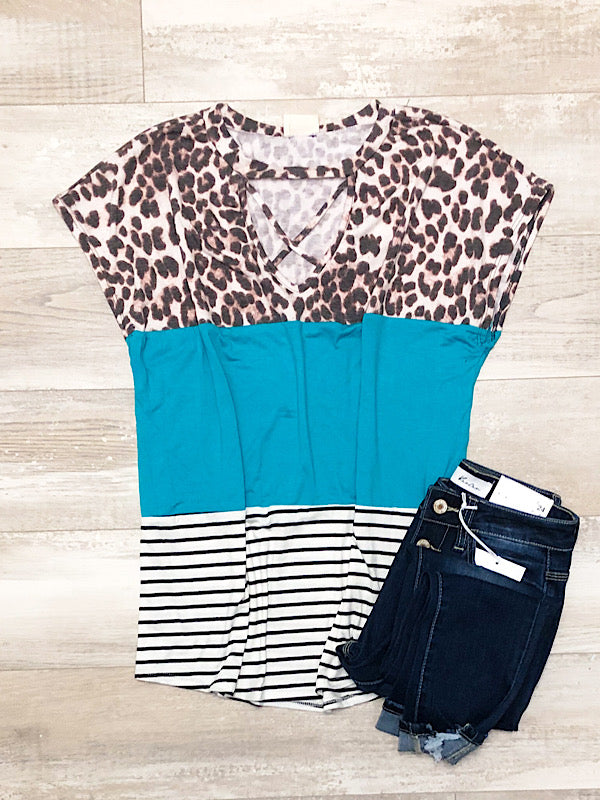 *New* Blue color block top