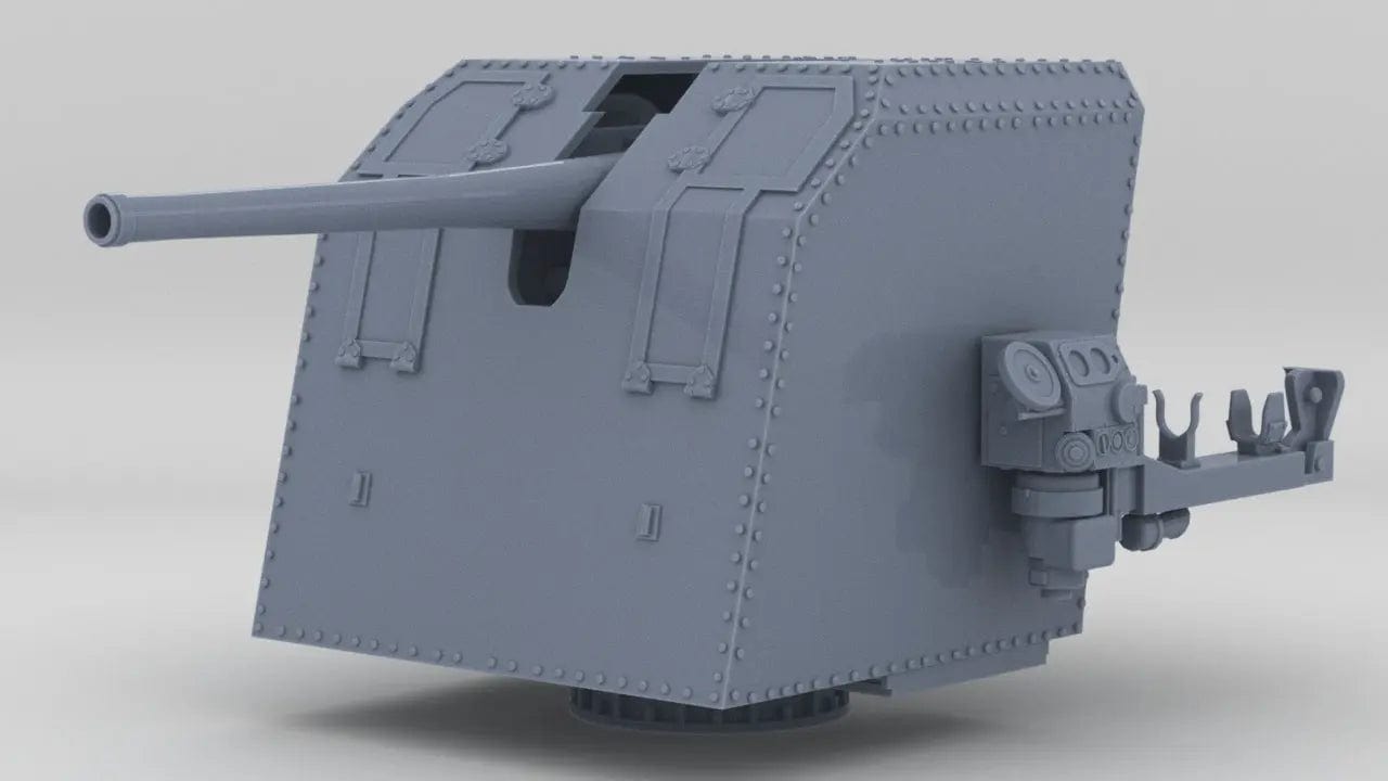 1/100 DKM 10.5 cm 45 (4.1in) MPL C/32 Gun w/ gE shield