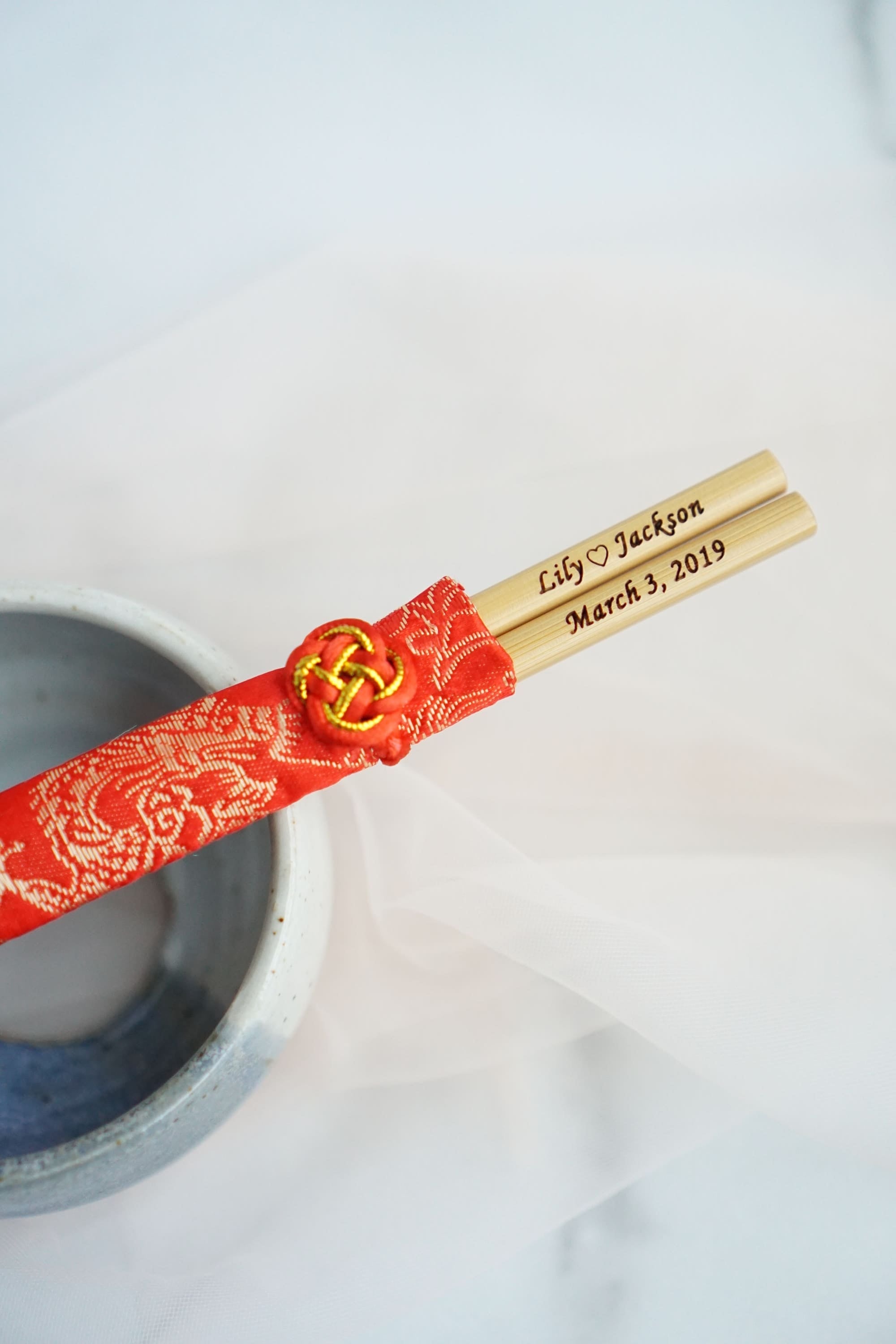 Bamboo Chopsticks with Silk Slip
