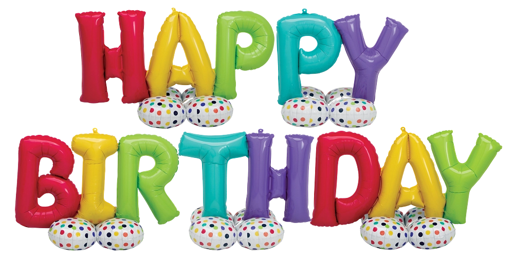 "Happy Birthday" Phrase Airloonz Foil Mylar Air Jumbo Balloon Kit