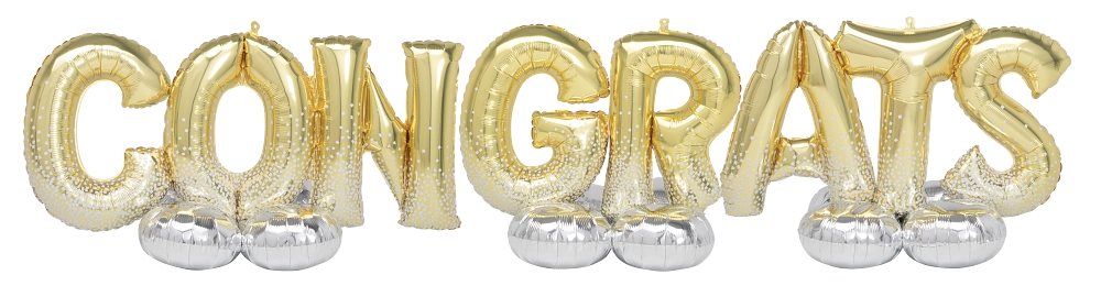 "Congrats" Phrase Airloonz Foil Mylar Air Jumbo Balloon Kit