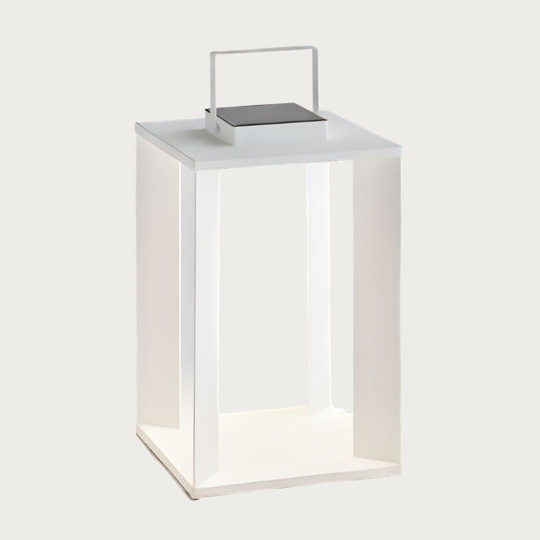 18" Matte White Solar LED Indoor/Outdoor Lantern