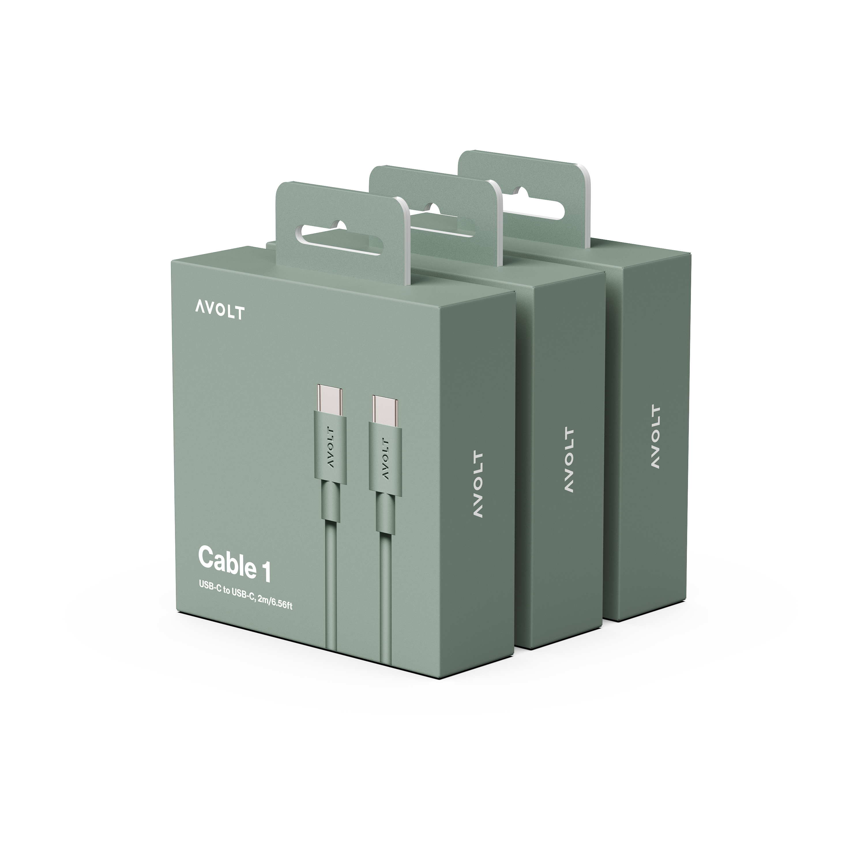 New Cable 1 | 3-Pack Oak Green USB-C to USB-C