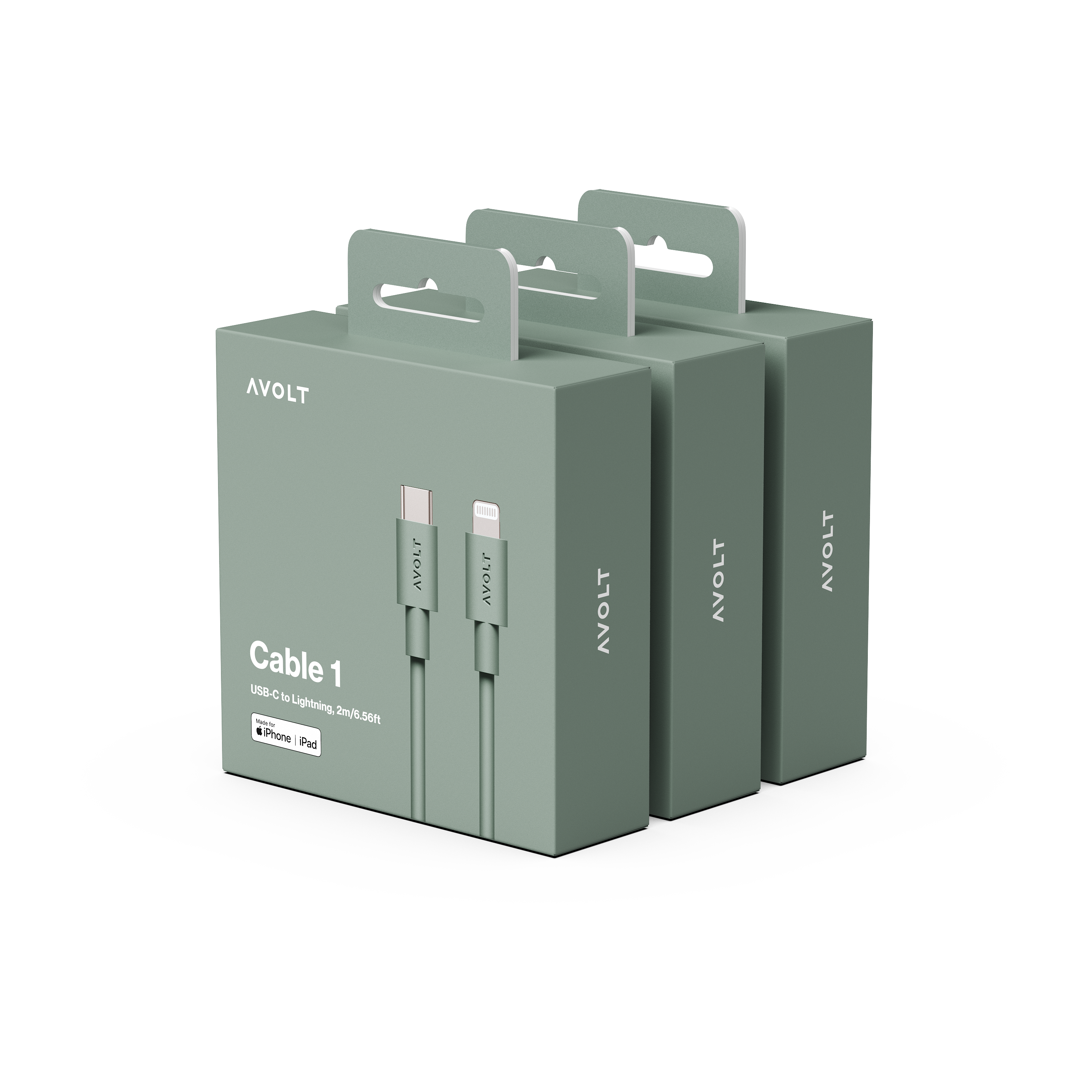 New Cable 1 | 3-Pack Oak Green USB-C to Lightning