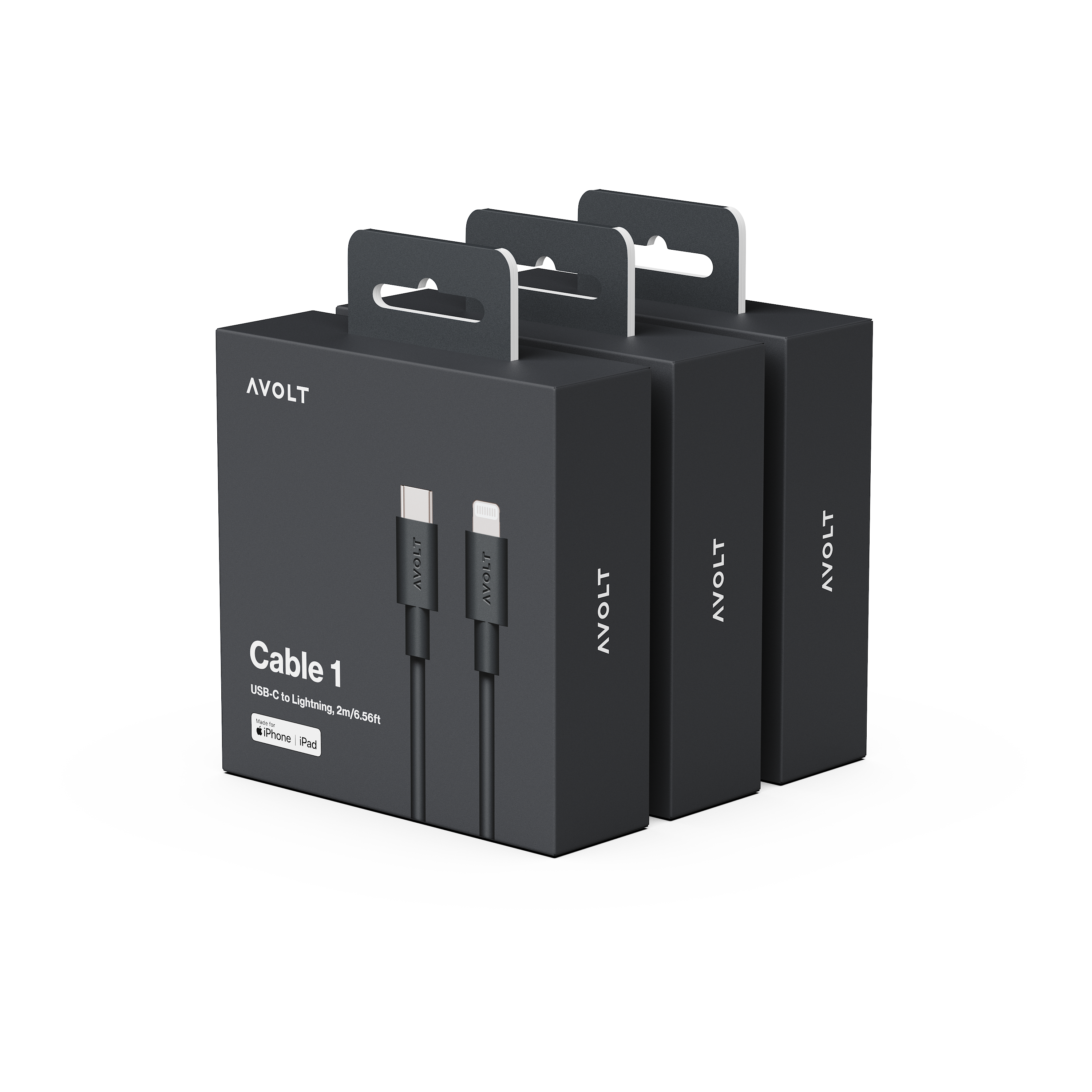 New Cable 1 | 3-Pack Stockholm Black USB-C to Lightning