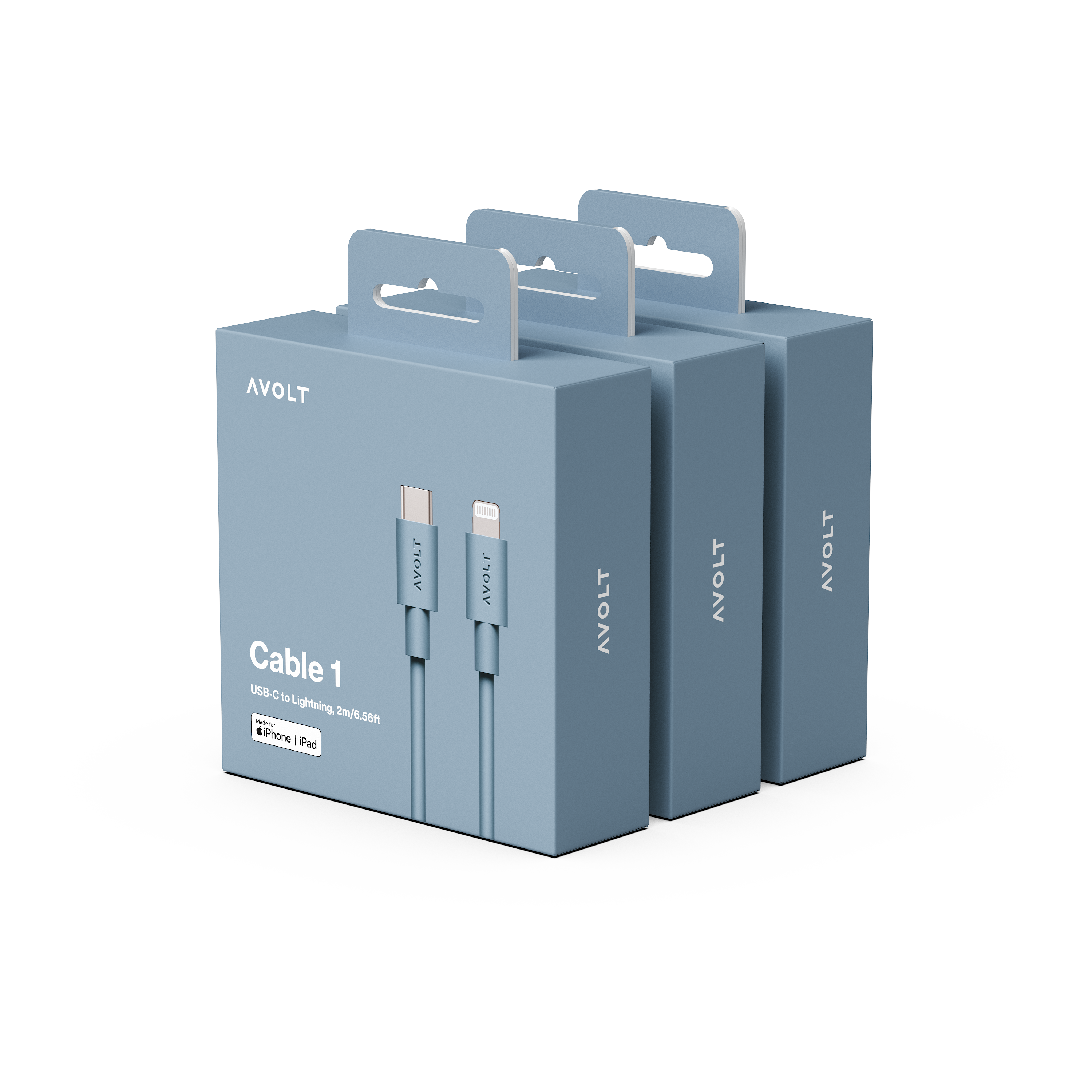 New Cable 1 | 3-Pack Shark Blue USB-C to Lightning