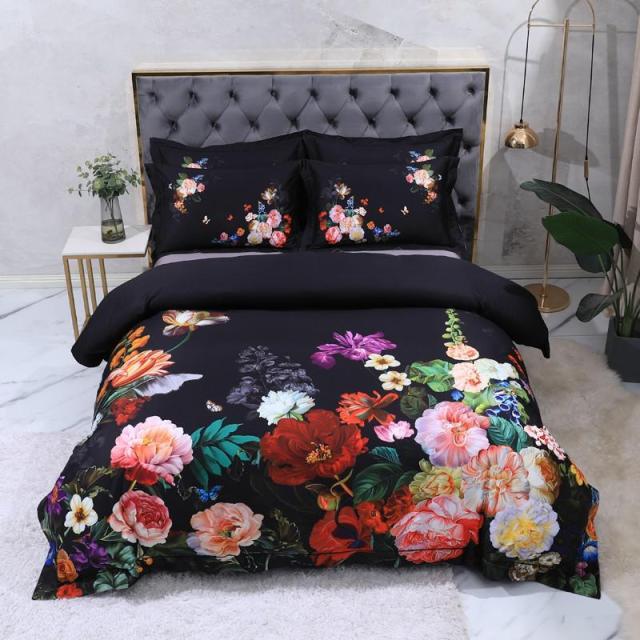 Aida Black Egyptian Cotton Bedding Set