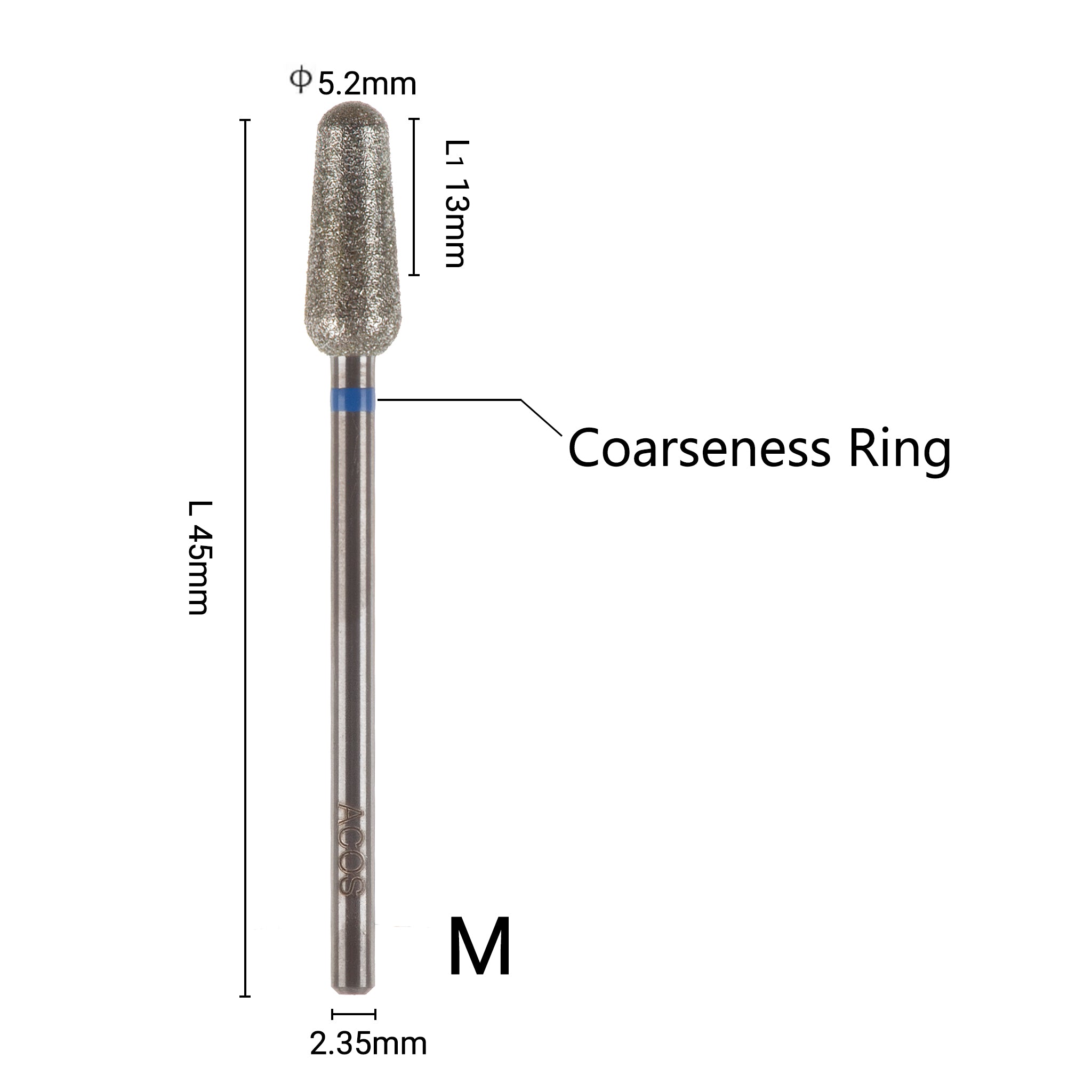 ACOS 5.2mm Conical Round Shape Nail Drill Bit (M) (Bit020)