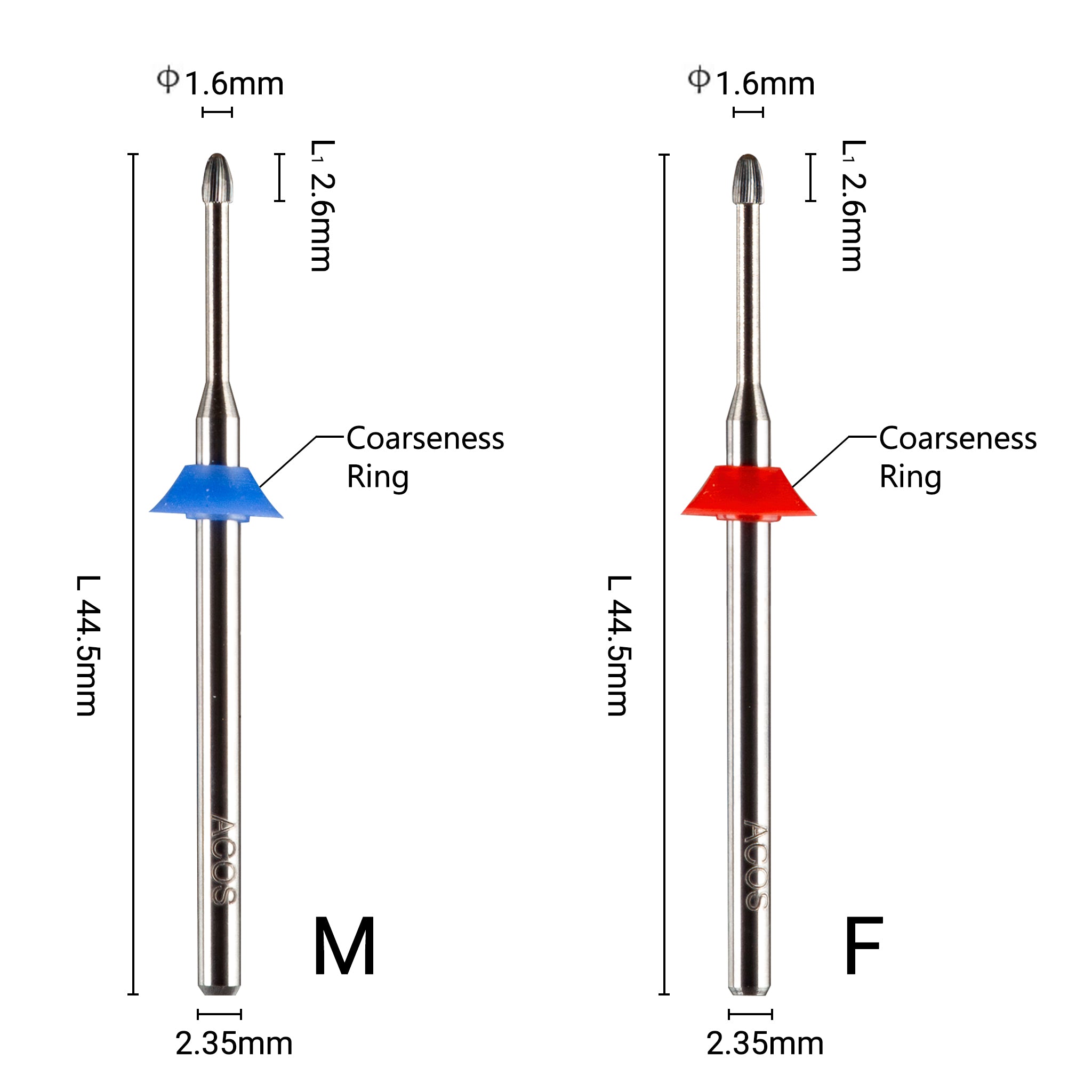 ACOS 1.6mm Cuticle clean Nail Drill Bits