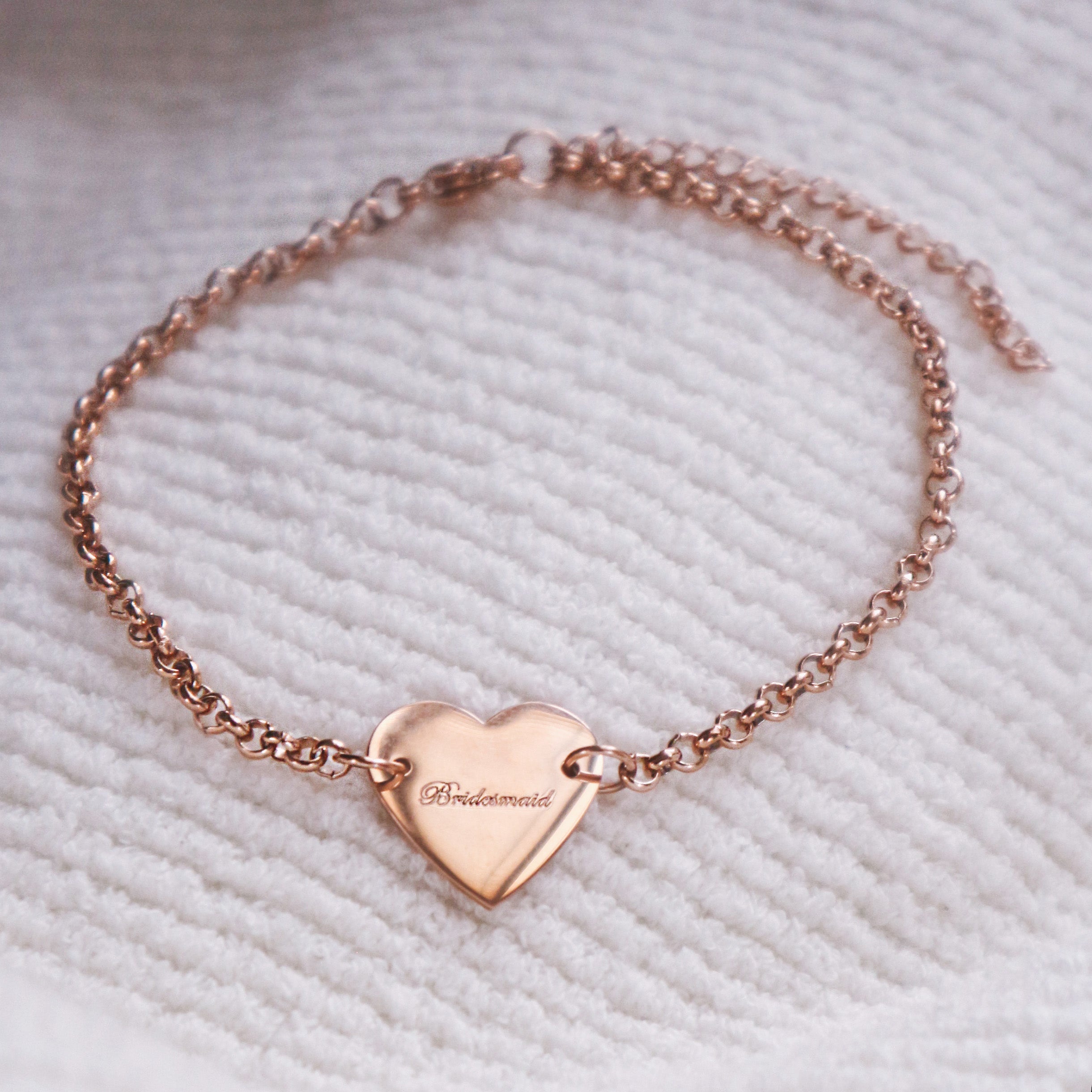 'Bridesmaid' Engraved Heart Bracelet Thank You Gift