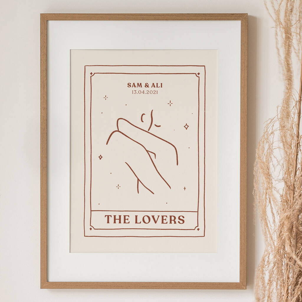 'The Lovers' Personalised Tarot Print For Couple
