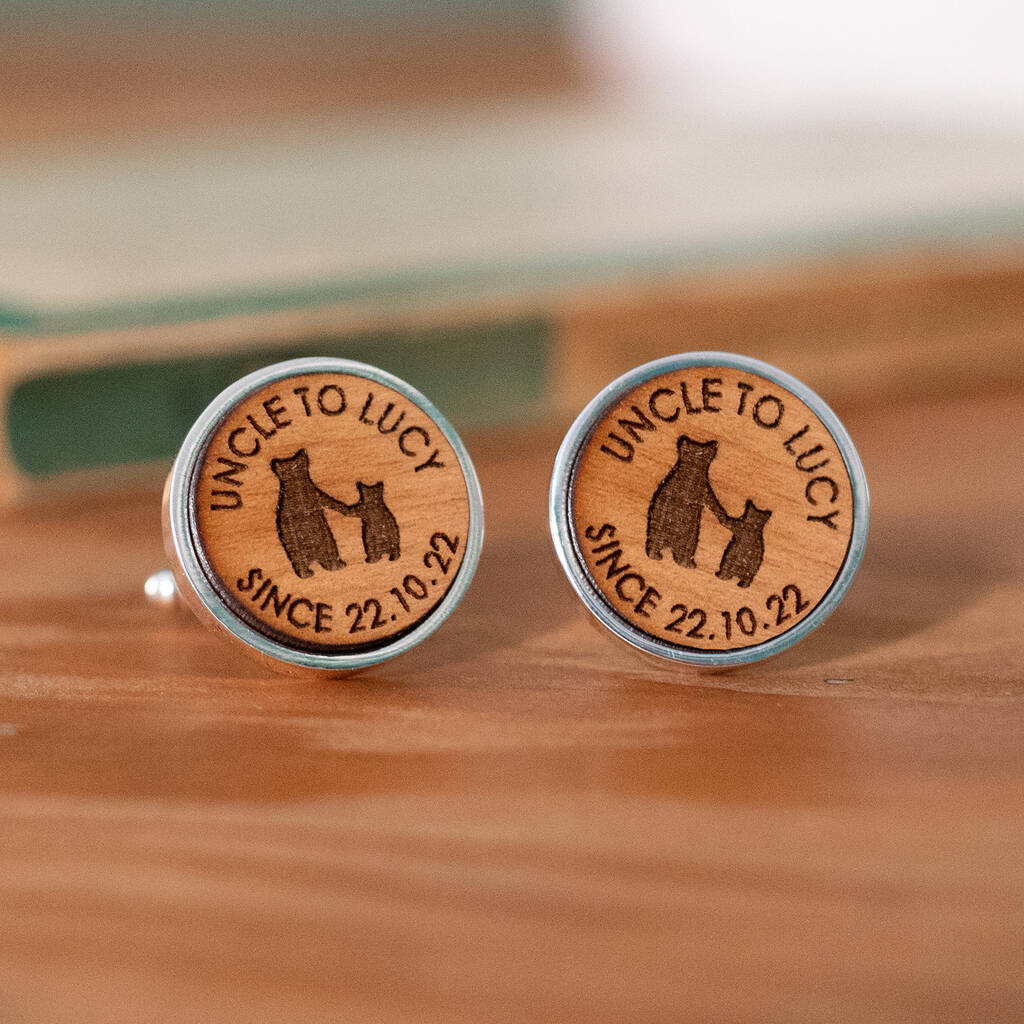 'Uncle Since…' Personalised Bear Cufflinks For Uncle