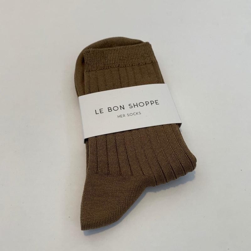 Her Socks in Dark Tan