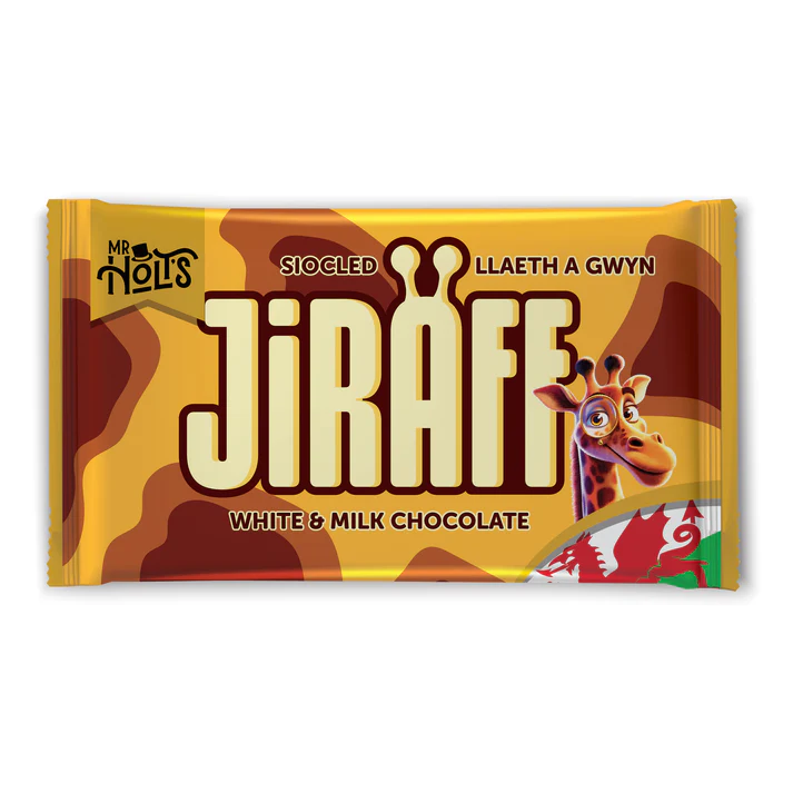 'Jiraff' Welsh Milk Chocolate and White Chocolate Bar 90g