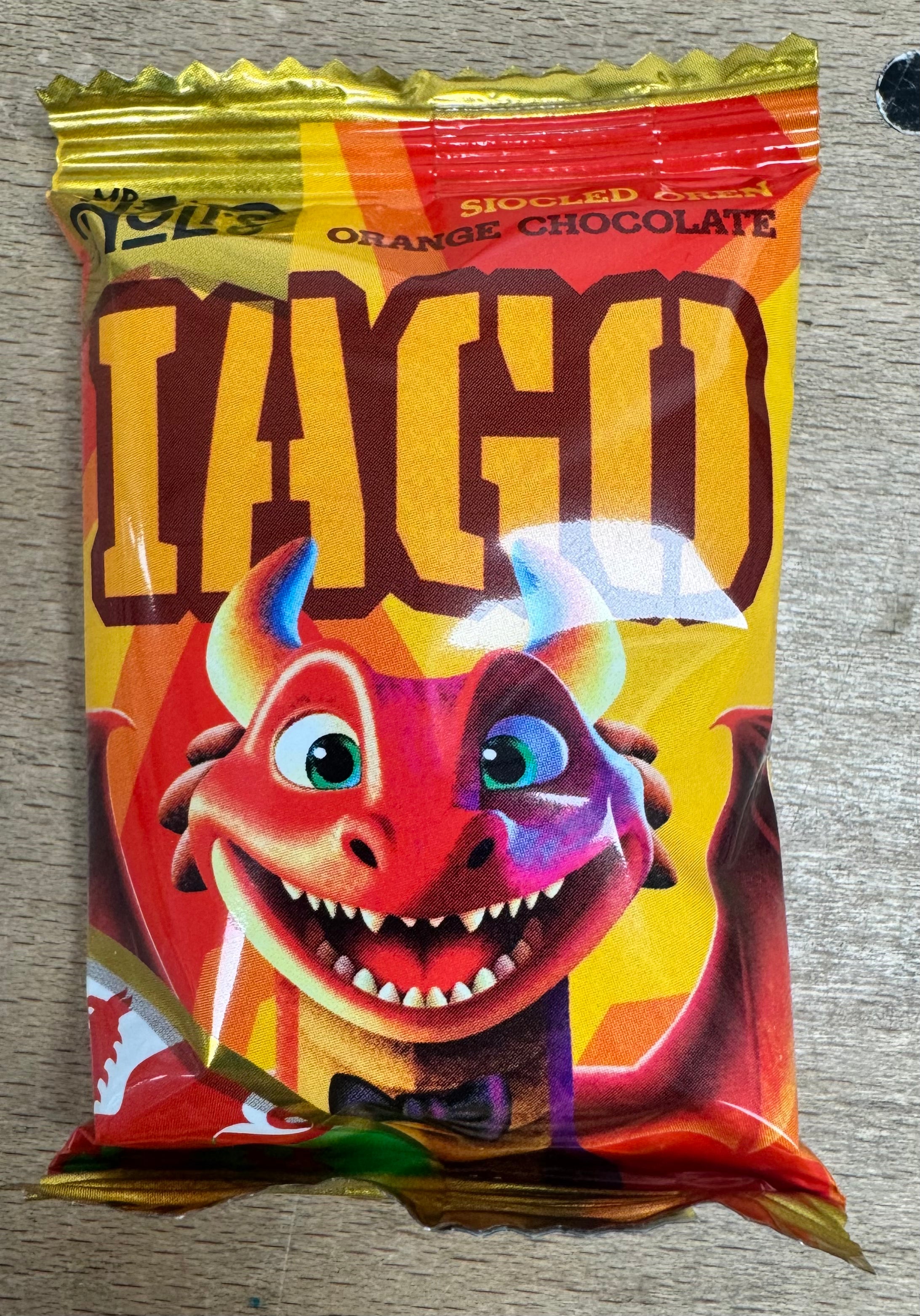 'Iago' Welsh Dragon Orange Milk Chocolate Bar 20g