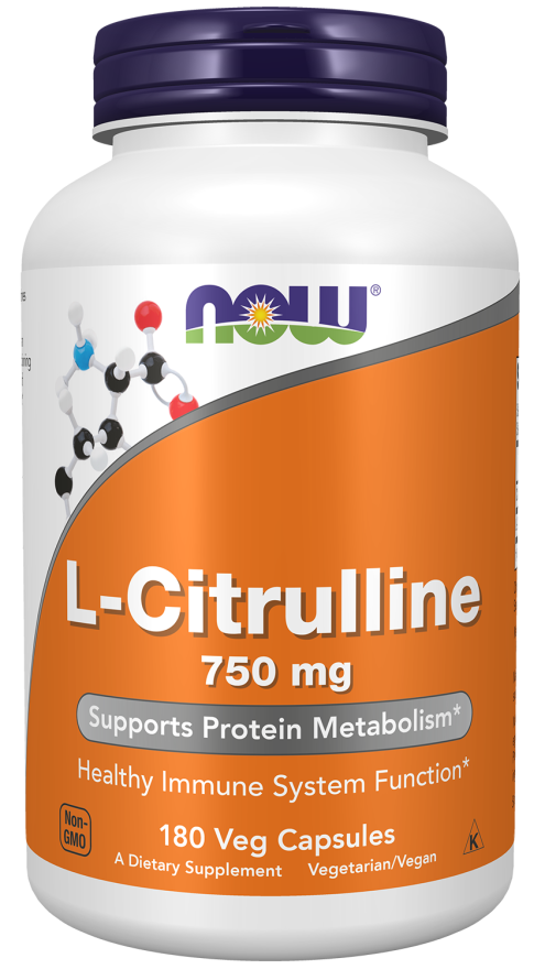 NOW Foods L-Citrulline Supports Protein Metabolism 750 mg - 180 Veg Capsules