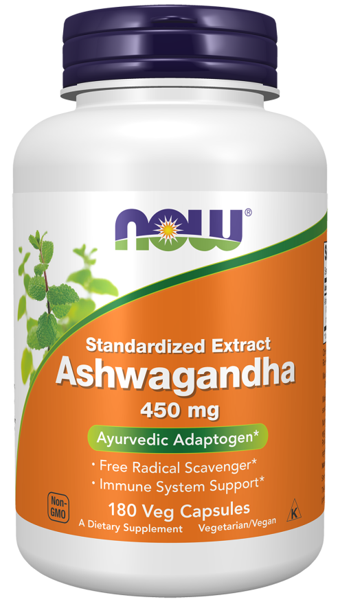 NOW Foods Ashwagandha 450 mg Ayurvedic Adaptogen - 180 Veg Capsules