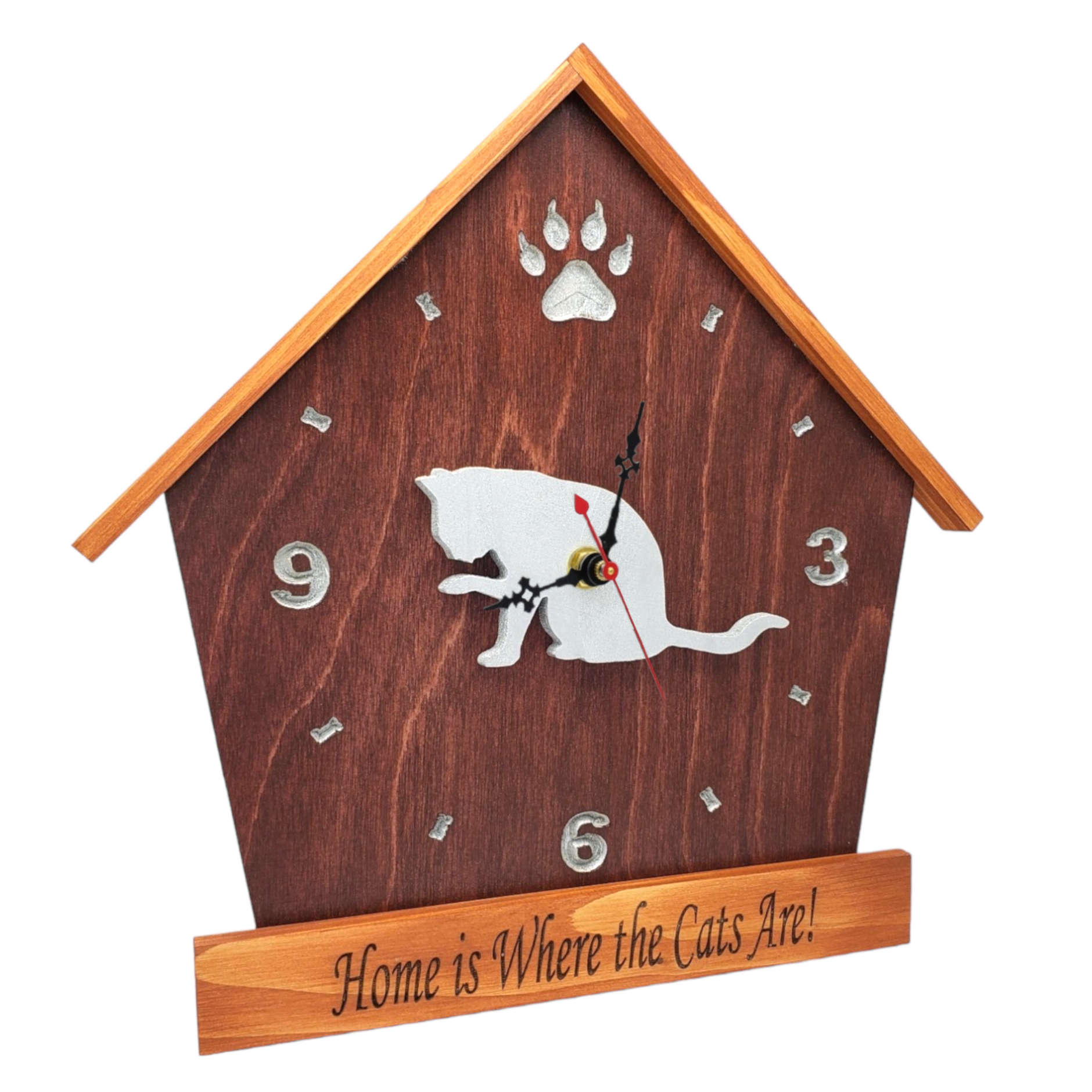 Cat Cleaning Paws Personalized Wall Clock