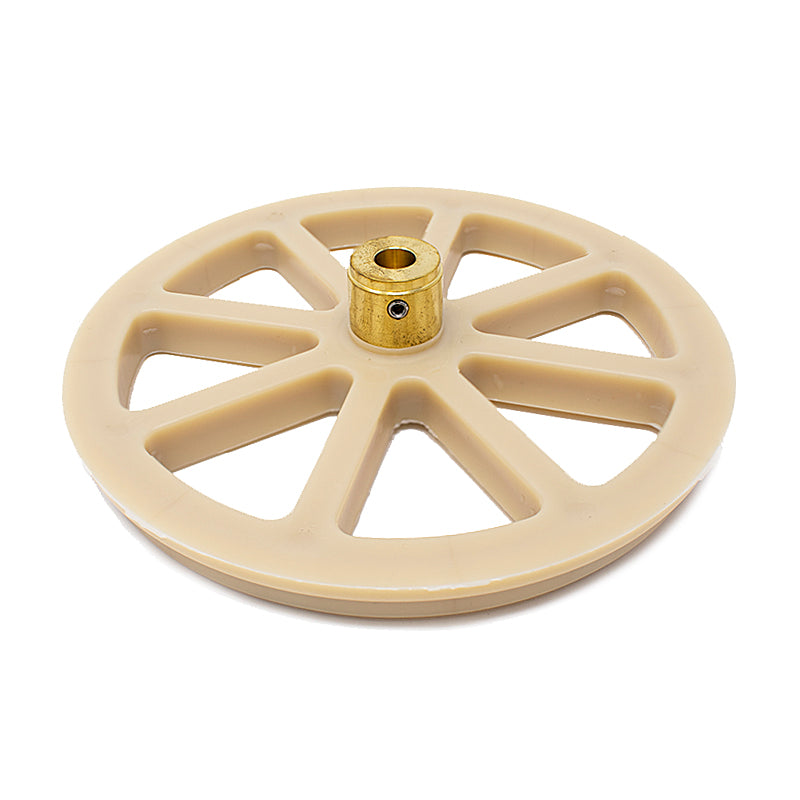 Band saw lower drive wheel with arbor