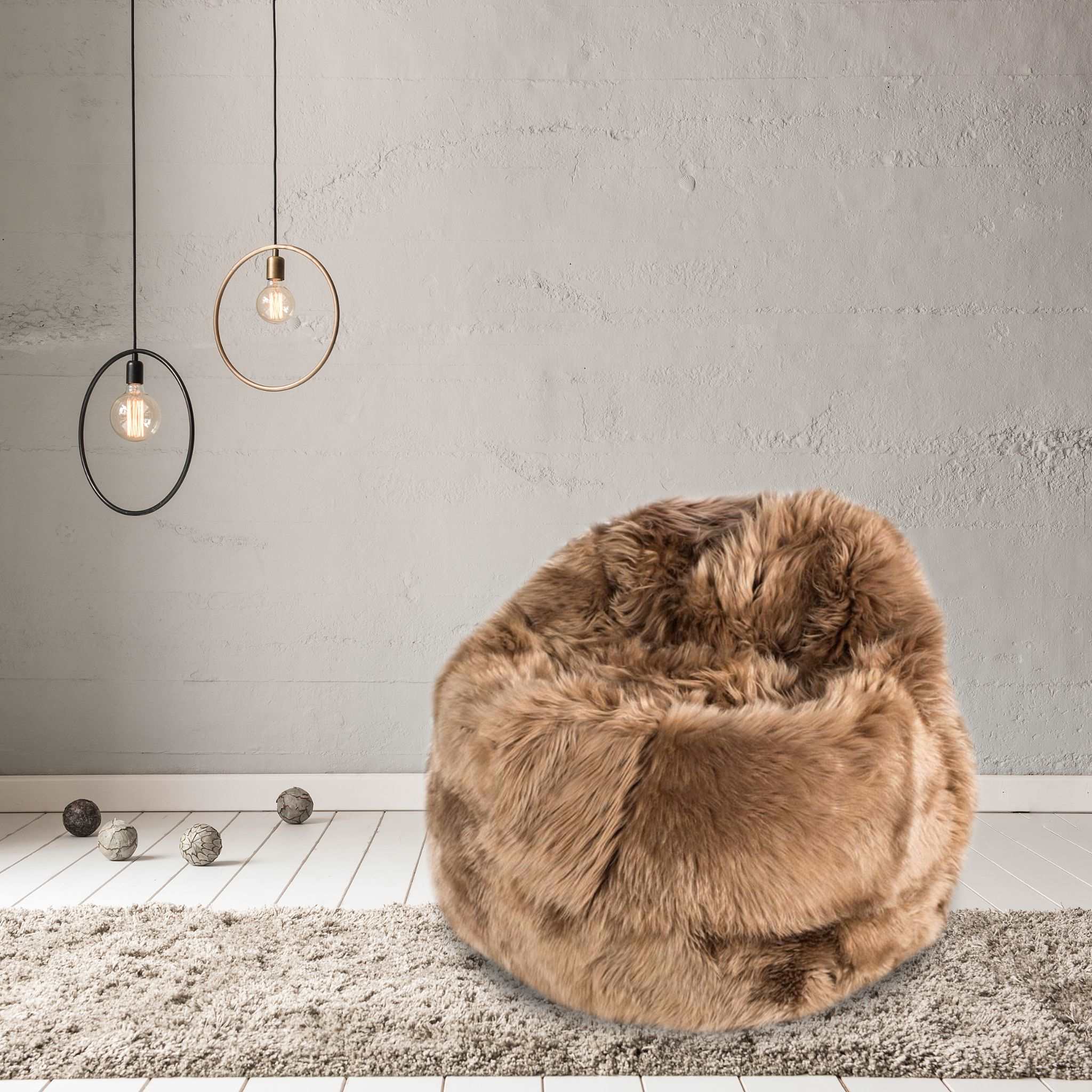 100% Swedish Sheepskin Beanbag Chair Camel