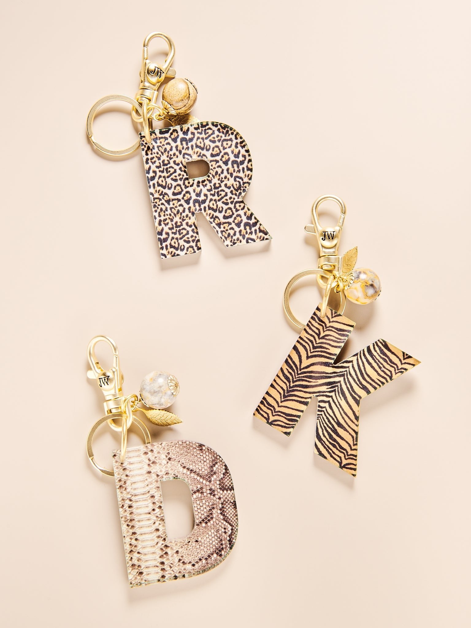 Animal Print Initial Keychains/Bag Charms