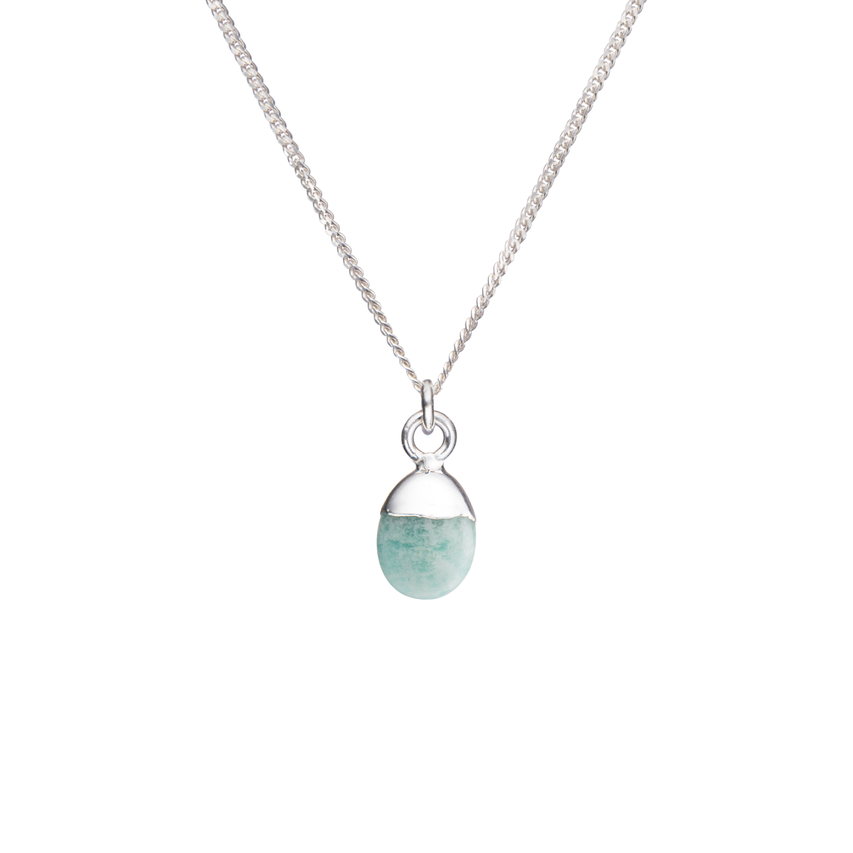Amazonite Tiny Tumbled Necklace | Confidence (Silver)