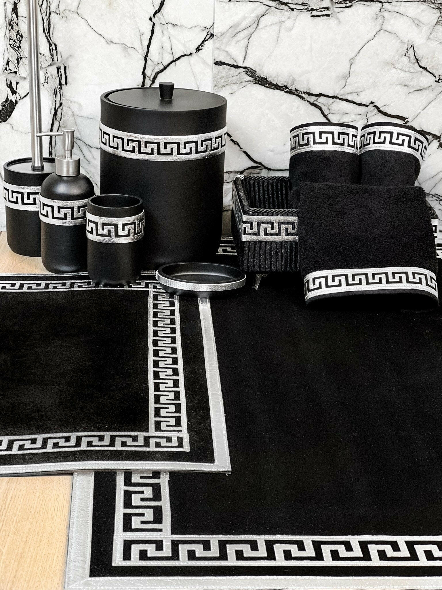 Anka Exclusive Black & Silver Bathroom Set