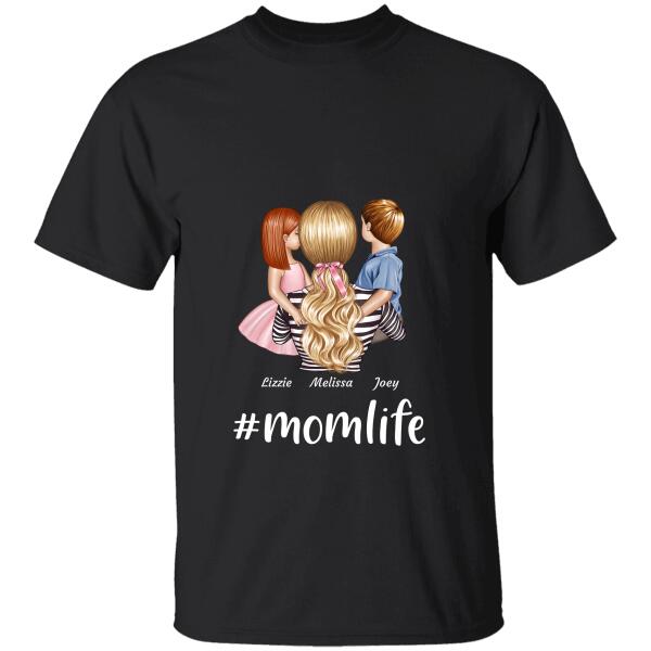 "#momlife" mom and girl, boy personalized T-shirt