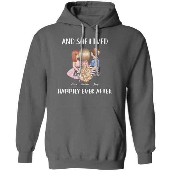 "And She Lived Happily Ever After" mom and girl, boy personalized T-shirt
