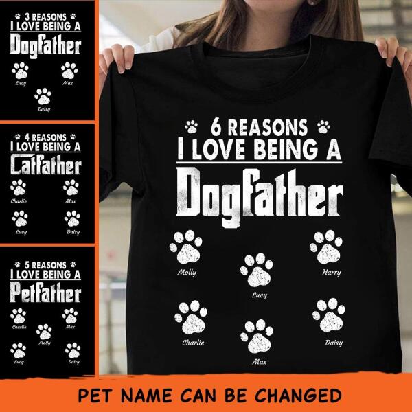 "6 Reasons I Love Being A Dogfather" name personalized T-shirt