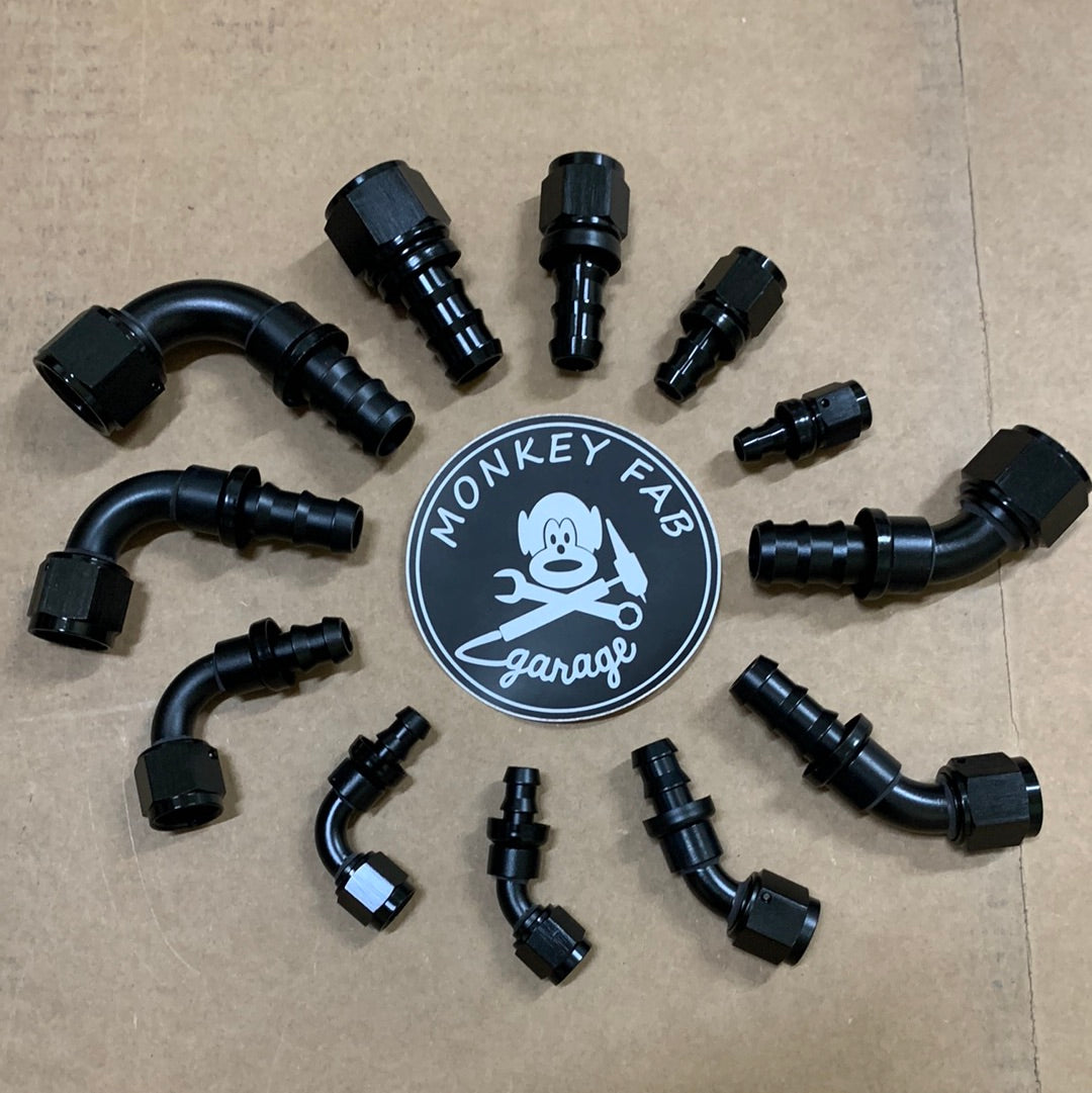 AN PUSHLOC Hose Ends, Black (for PUSHLOC hose)