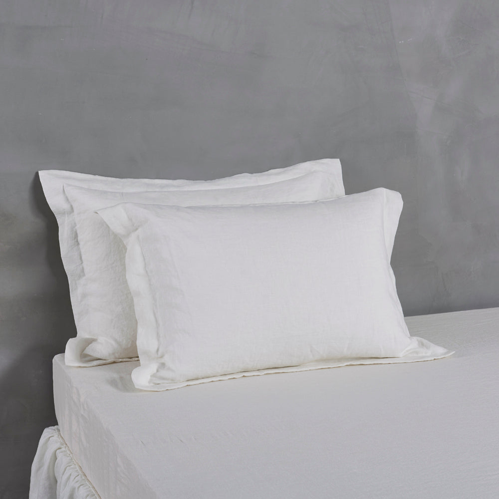 Flanged Linen Pillowcases (set of 2) Ivory