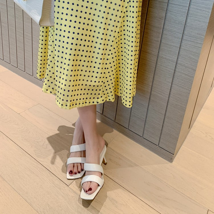 White/Brown/Grey Cut Out Mules