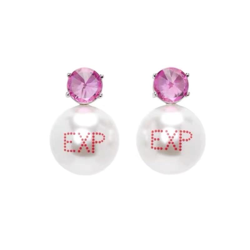 Zirconia Pearl Letter Earrings