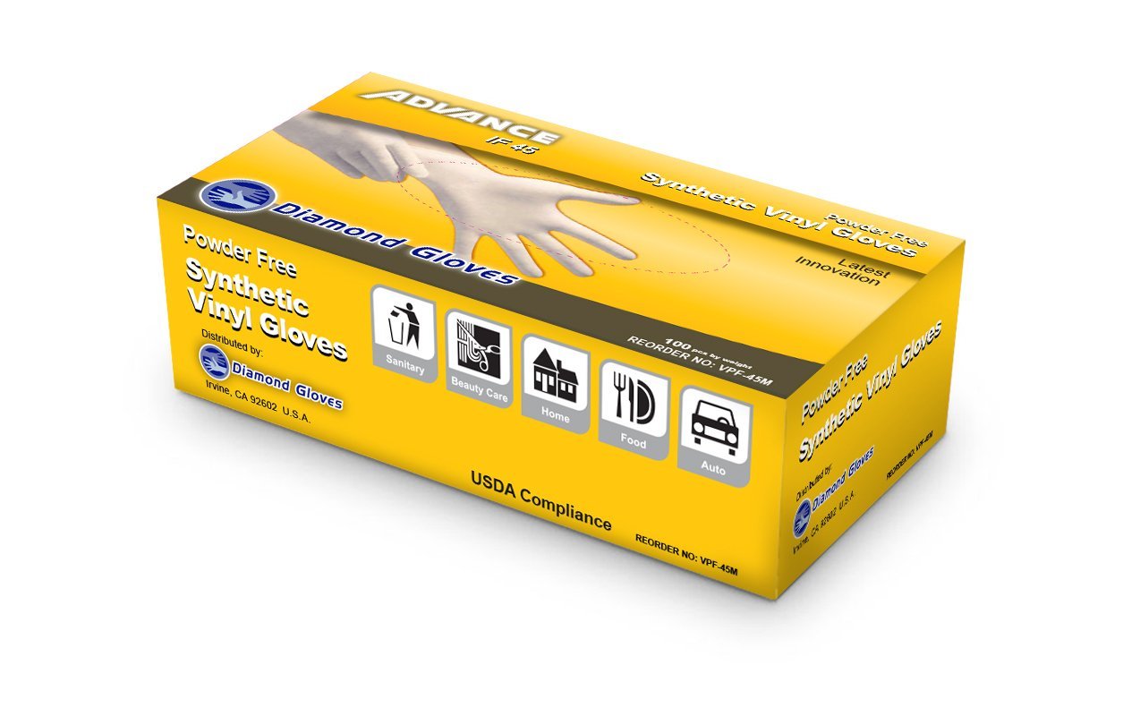 ADVANCE Stretch Vinyl Gloves - Powder Free, 1,000 Gloves