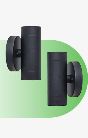 LUTEC 2 -Pack 6.3-in H Matte Black Hardwired Integrated LED Outdoor Wall Light