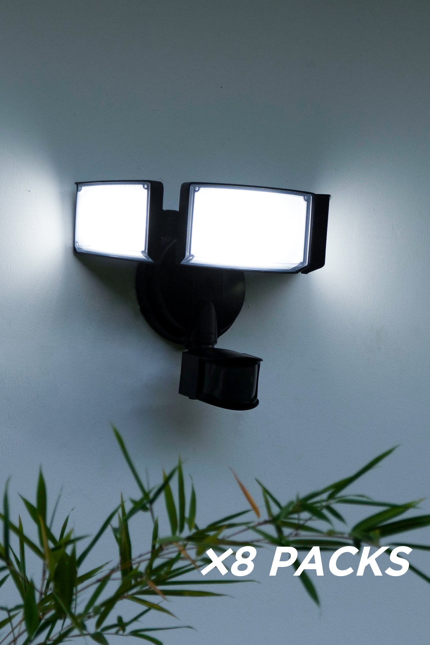 8 PACKS LUTEC-LED Security Lights with Motion Sensor, 6300LM, 5000K, 72W, with 3 Adjustable Heads, LED Motion Sensor Light, Dusk to Dawn, Black