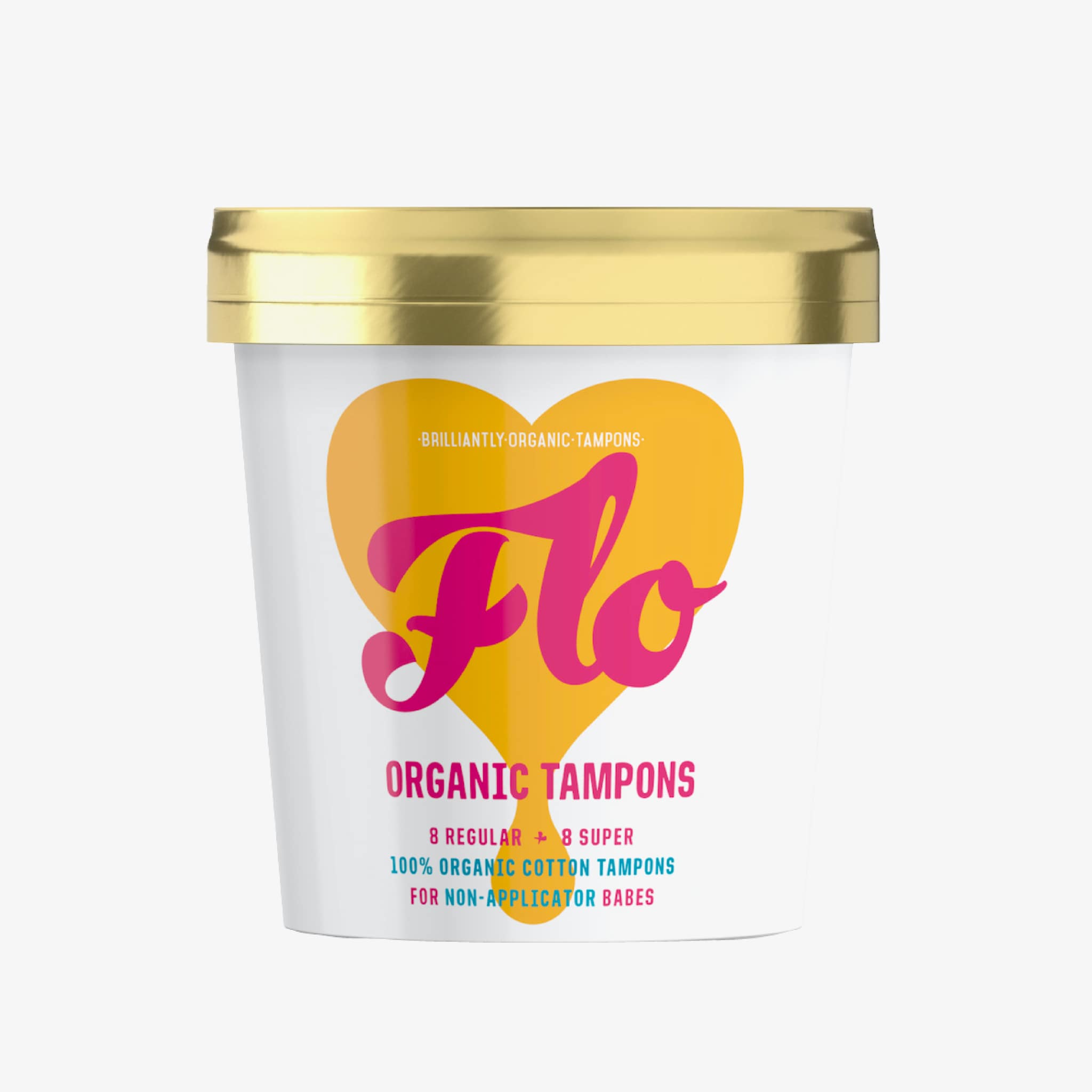 Flo | Organic Non-Applicator Tampons - Regular & Super Combo Pack of 16