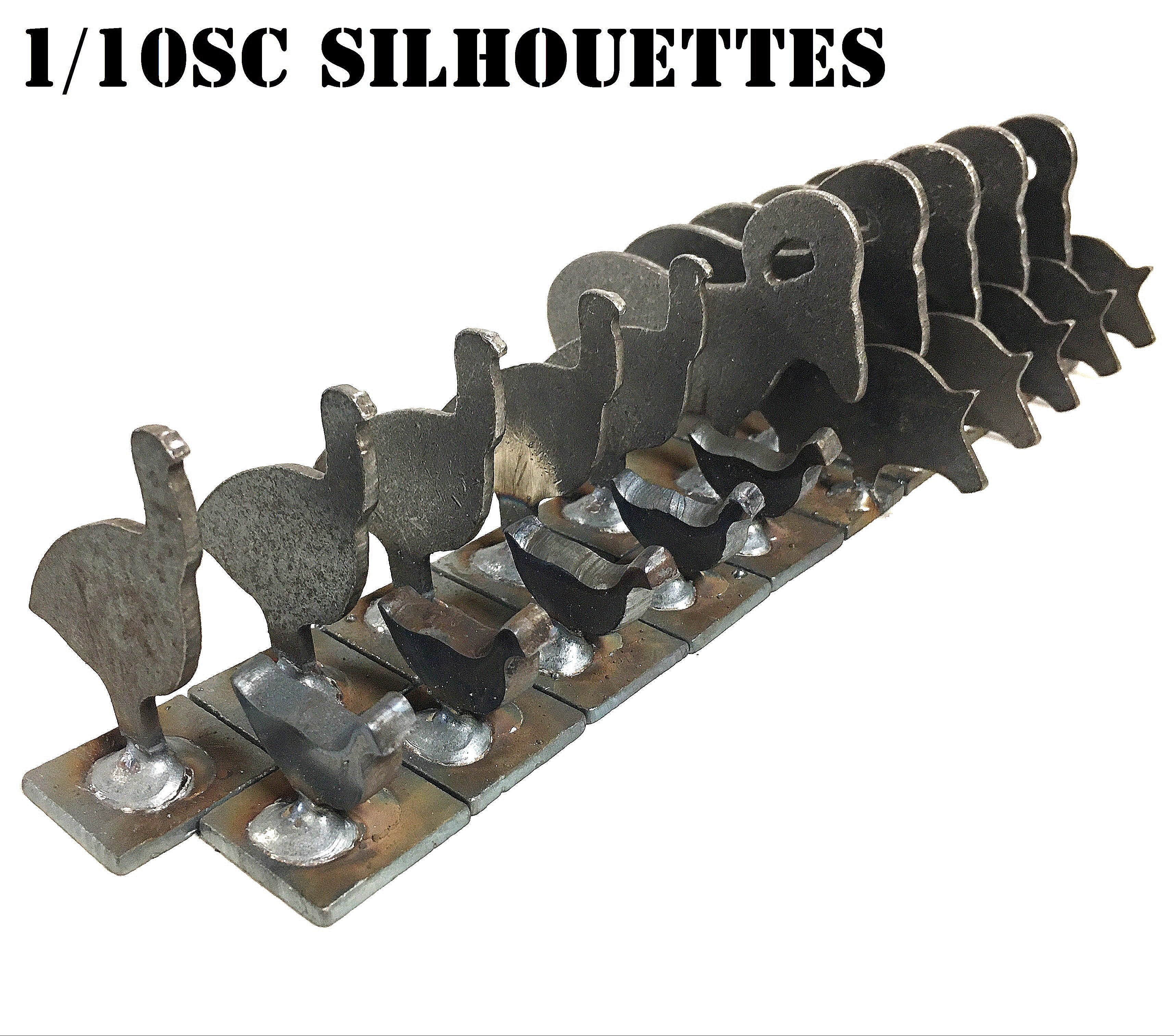 1/10sc NRA/IHMSA Metallic Silhouette Steel Shooting Targets - 20pc Air Rifle/Pistol Knock-overs (1020NP)
