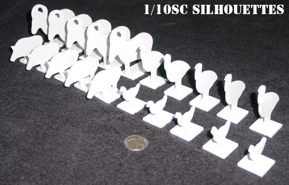 1/10sc NRA/IHMSA Metallic Silhouette Steel Shooting Targets - 20pc Air Rifle/Pistol Knock-overs (1020W)