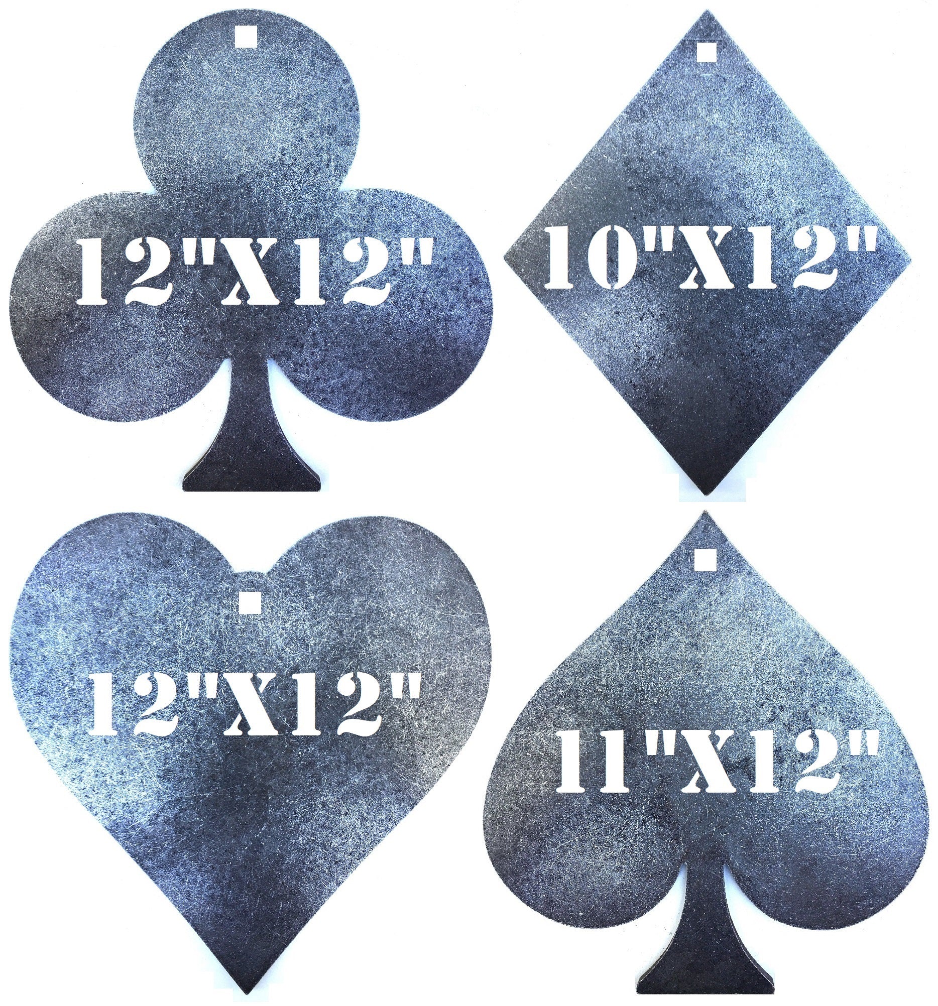 12" x 3/8" AR500 Cowboy Action CAS Club Heart Spade Diamond - Suit / Playing Card Steel Shooting Targets (SUIT12AR500-4PC)